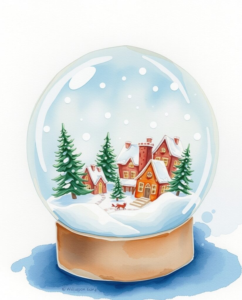 15 Magical Christmas Wallpaper Ideas Flux Schnell delicate watercolor painting Tiny winter village 3
