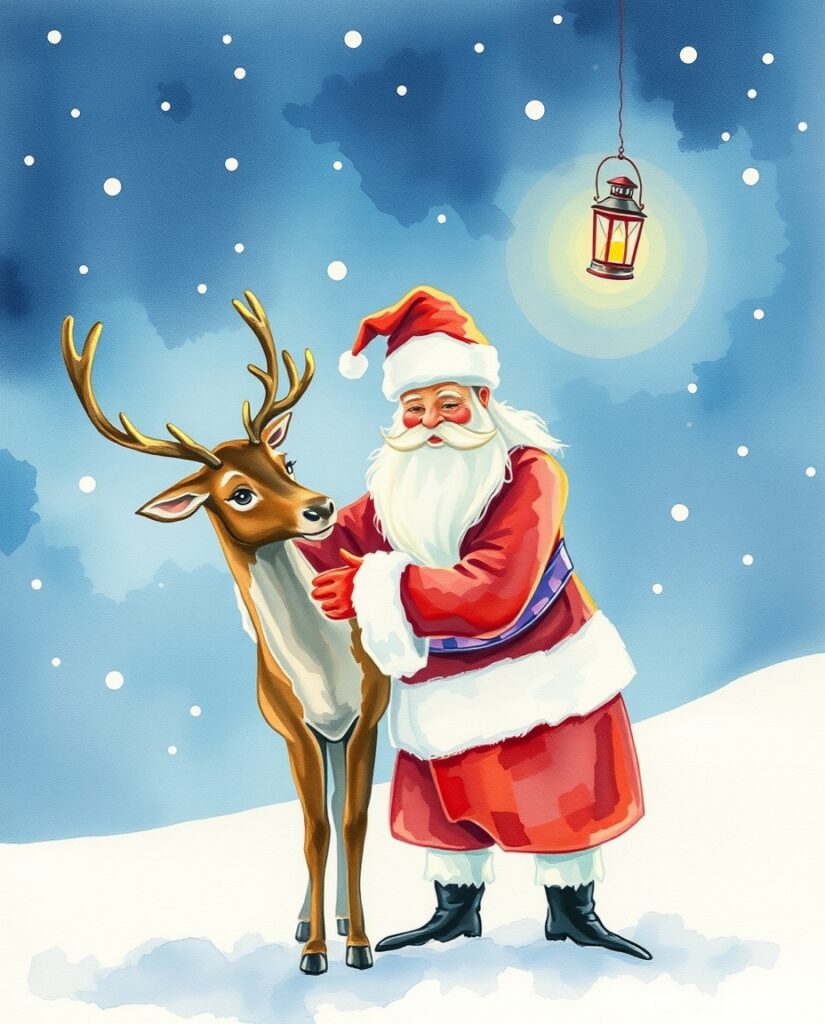 18 Easy Santa Watercolor Ideas for Beginners Flux Schnell delicate watercolor painting Watercolor of Santa 2