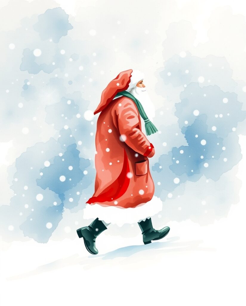 18 Easy Santa Watercolor Ideas for Beginners Flux Schnell delicate watercolor painting Watercolor painting 3 3