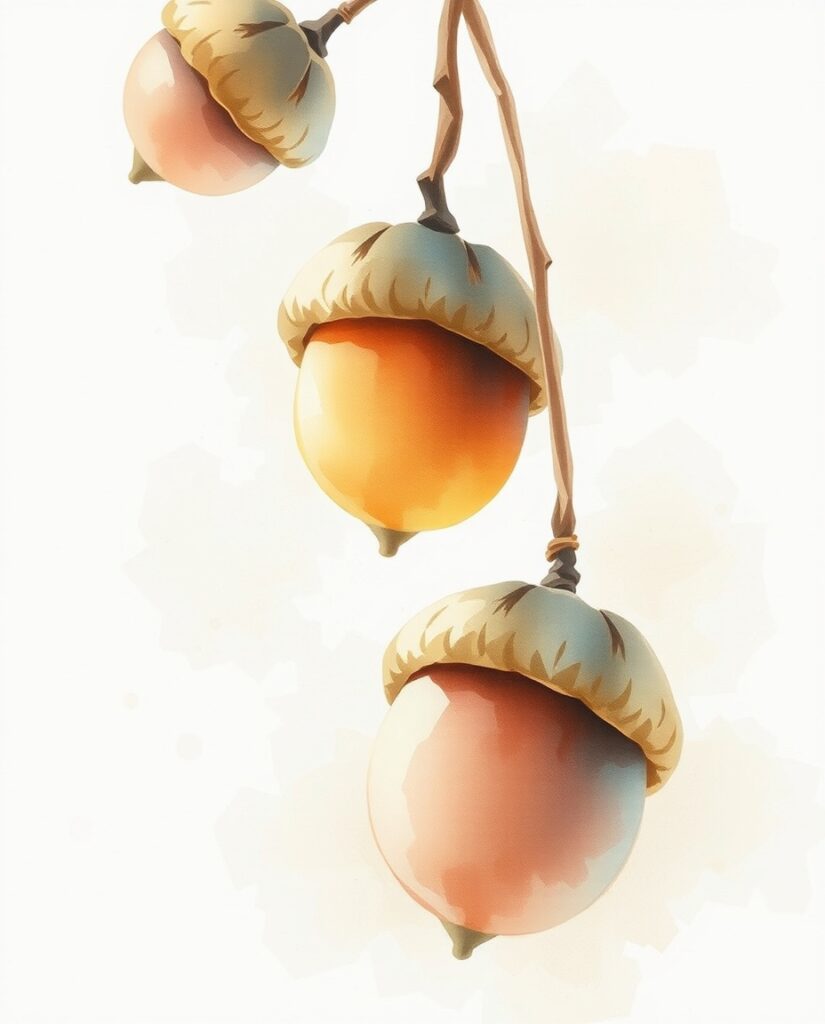 18 Calm Pine Cone and Acorn Painting Ideas Flux Schnell delicate watercolor painting Watercolor painting 3