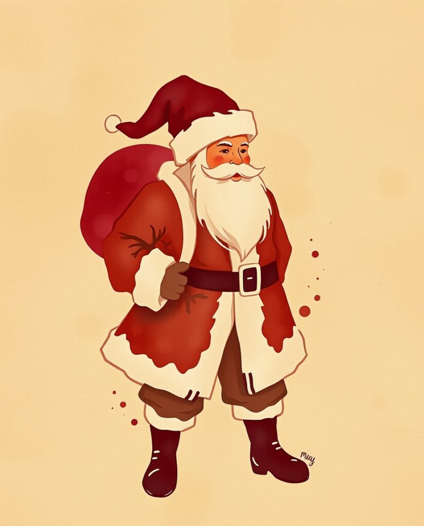 20 Vintage Christmas Art Ideas to Try This Year Flux Schnell delicate watercolor painting of Santa Claus silho 0