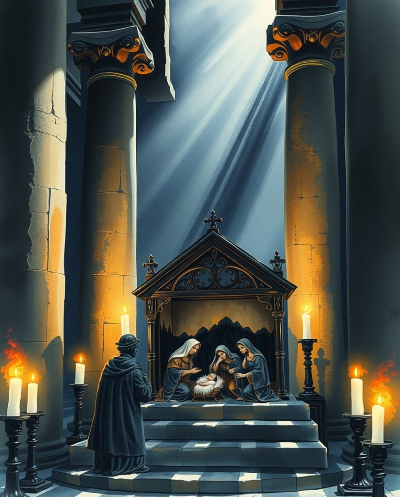 15 AI Gothic Christmas Art Ideas Flux Schnell delicate watercolor painting of a Gothicstyle nat 3