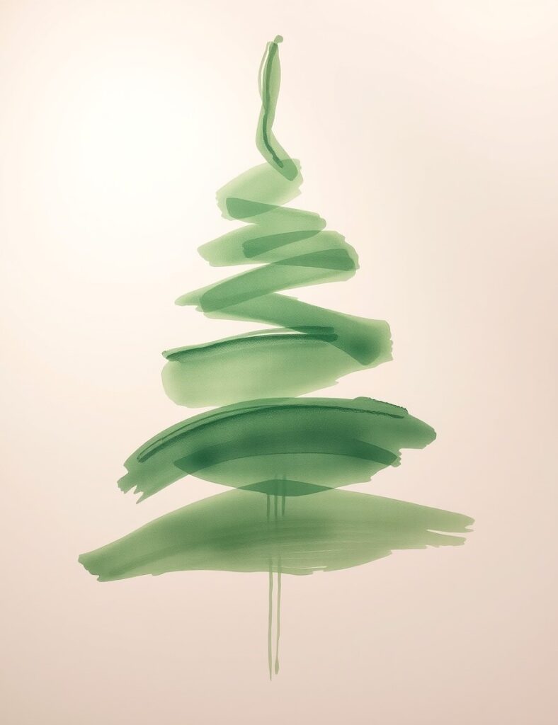 15 Minimalist Christmas Tree Art Ideas Flux Schnell delicate watercolor painting series of soft green 0