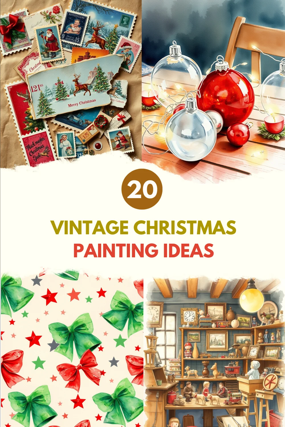 20 Vintage Christmas Art Ideas to Try This Year Vintage Christmas Painting Ideas