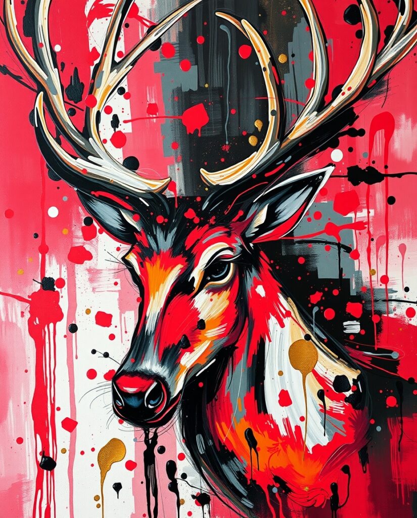 18 Cool Reindeer Painting Ideas Flux Schnell Wild abstract reindeer painting with expressive s 2