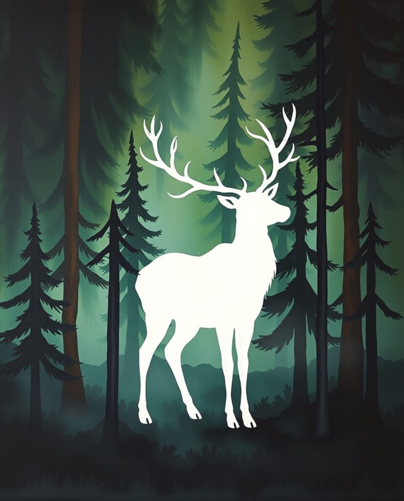 18 Cool Reindeer Painting Ideas Flux Schnell bold acrylic painting A ghostly reindeer formed b 1