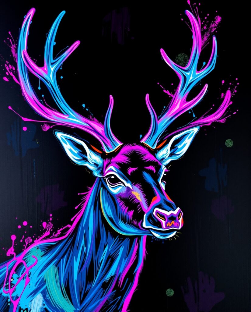 18 Cool Reindeer Painting Ideas Flux Schnell bold acrylic painting A glowing reindeer painted 0