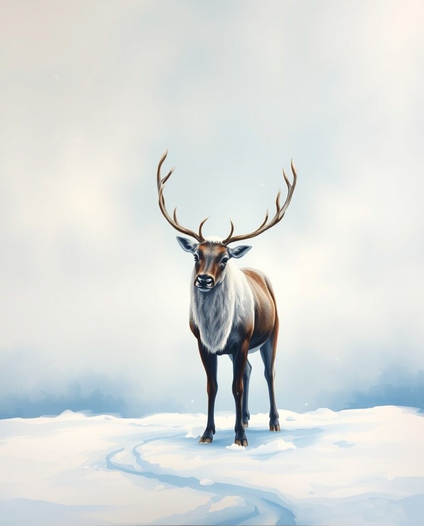 18 Cool Reindeer Painting Ideas Flux Schnell bold acrylic painting A peaceful reindeer standin 0
