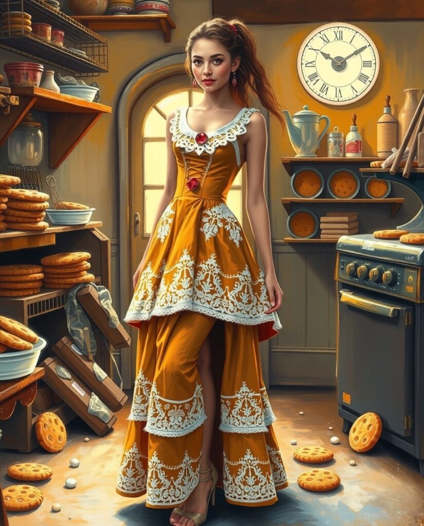 Flux Schnell bold acrylic painting A whimsical couture design 1