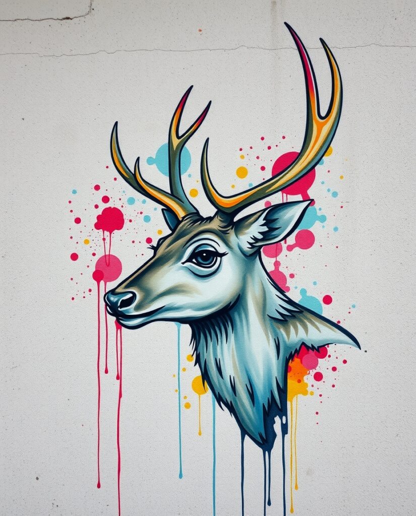 18 Cool Reindeer Painting Ideas Flux Schnell delicate watercolor painting Graffitistyle reinde 0