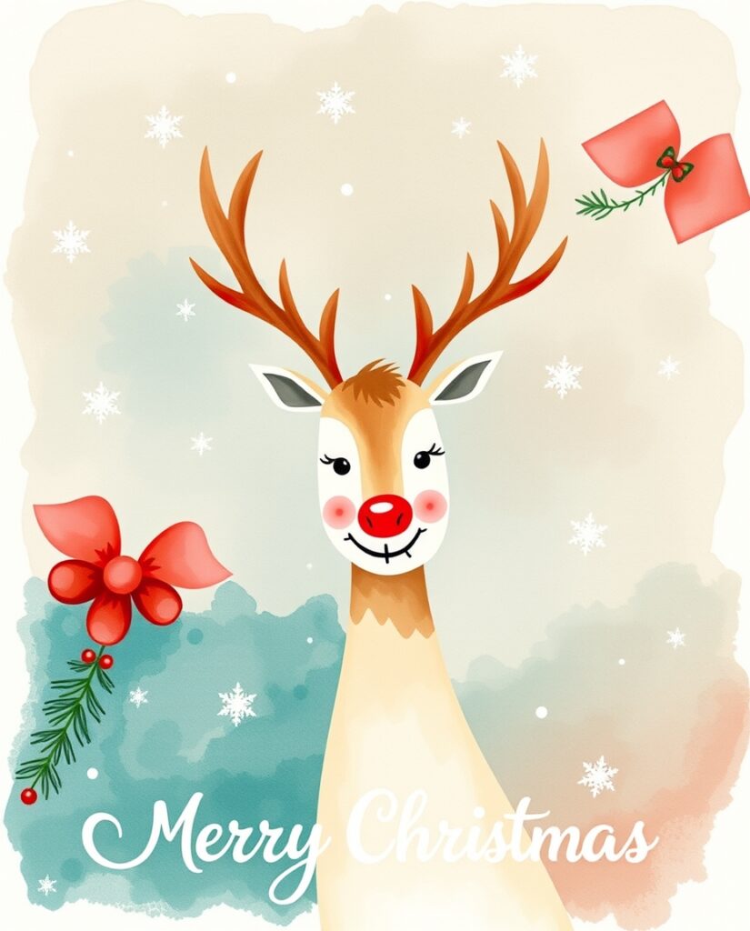 18 Cool Reindeer Painting Ideas Flux Schnell delicate watercolor painting Vintagestyle Christm 1